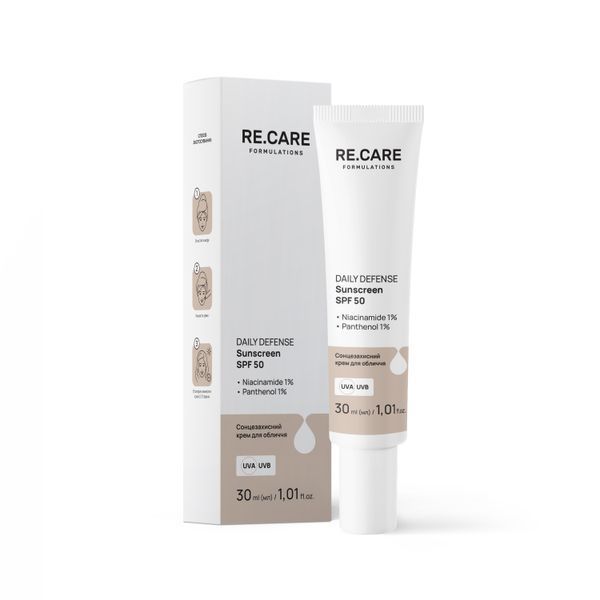 Сонцезахисний крем для обличчя Daily Defense Sunscreen SPF 50 RECARE 30 мл 4823109414174 фото