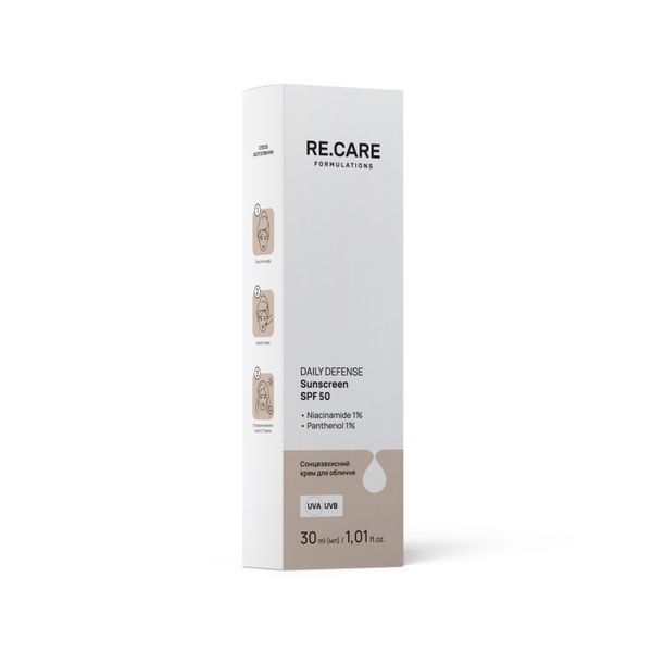 Сонцезахисний крем для обличчя Daily Defense Sunscreen SPF 50 RECARE 30 мл 4823109414174 фото