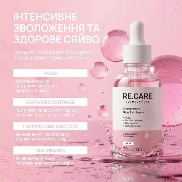 Сироватка з PDRN та пептидами Peptide Glow Skin Serum RECARE 30 мл 4823109414662 фото