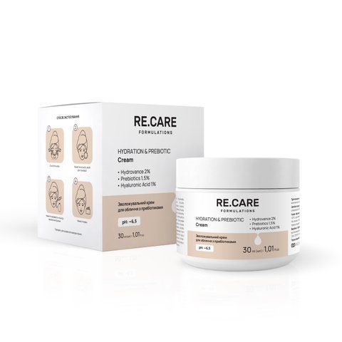 Зволожувальний крем для обличчя з пребіотиками Hydration & Prebiotic Cream RECARE 30 мл 4823109414303 фото