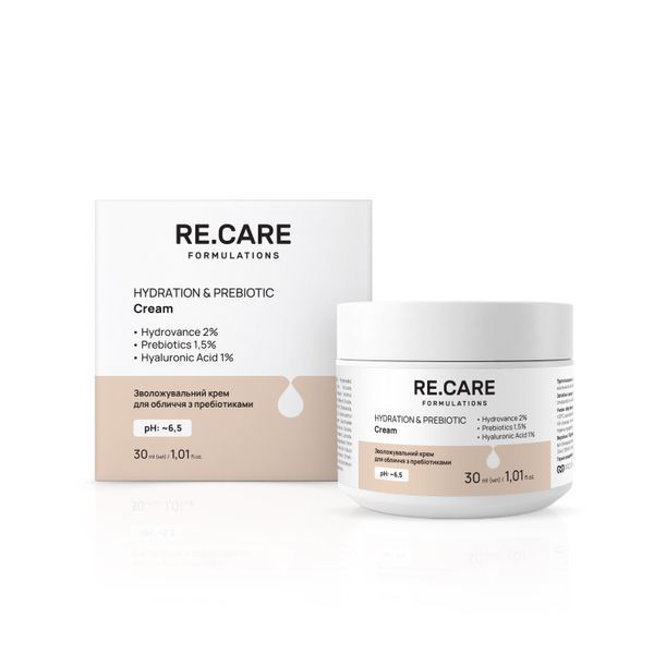 Зволожувальний крем для обличчя з пребіотиками Hydration & Prebiotic Cream RECARE 30 мл 4823109414303 фото